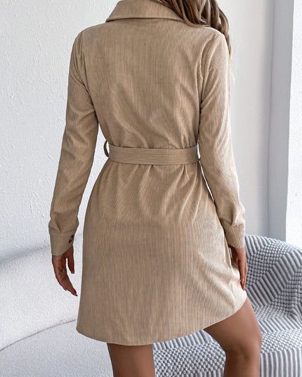 Corduroy Lace-Up Dress