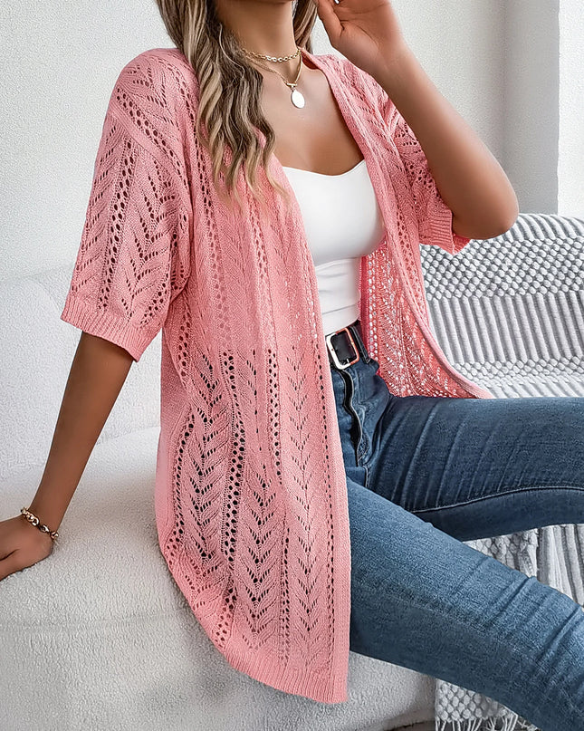 Hollow Out Short Sleeve Cardigan