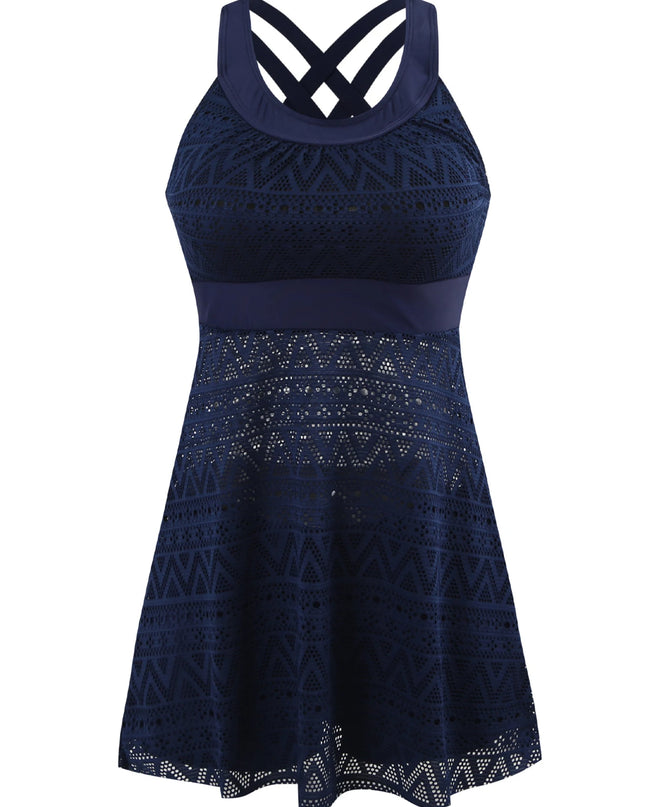 Lace Mesh Mid-Waist Tankini