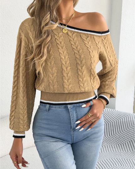 Off Shoulder Striped Twist Sweater