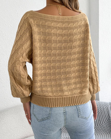 Round Neck Lantern Sleeve Sweater