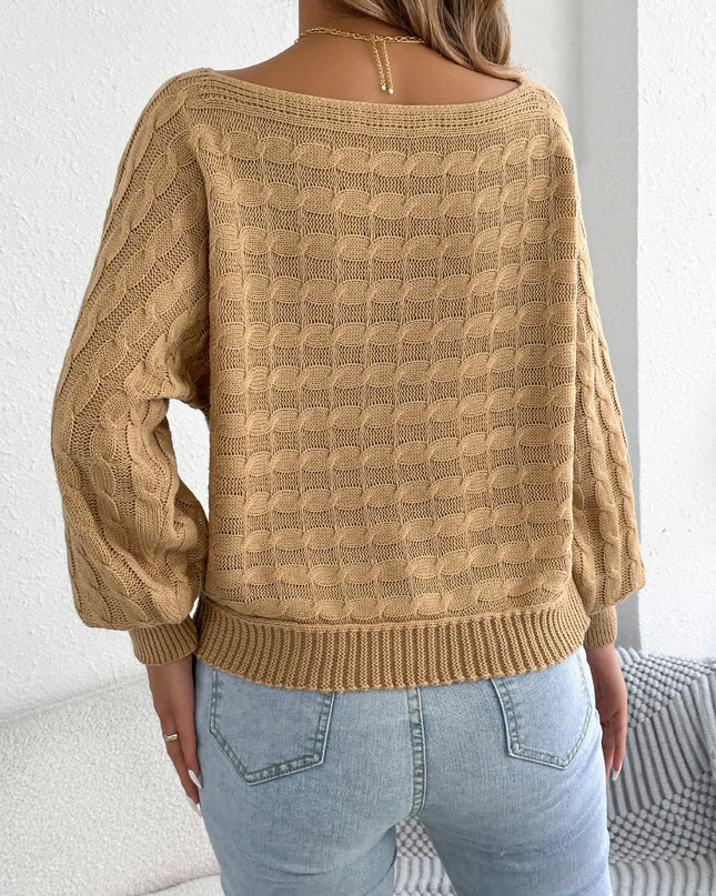 Round Neck Lantern Sleeve Sweater
