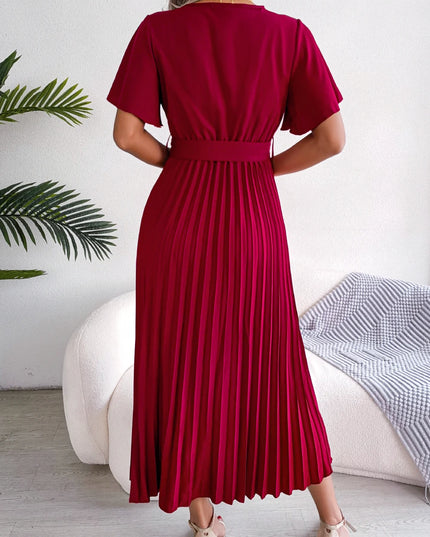 Pleated Chiffon Maxi Dress