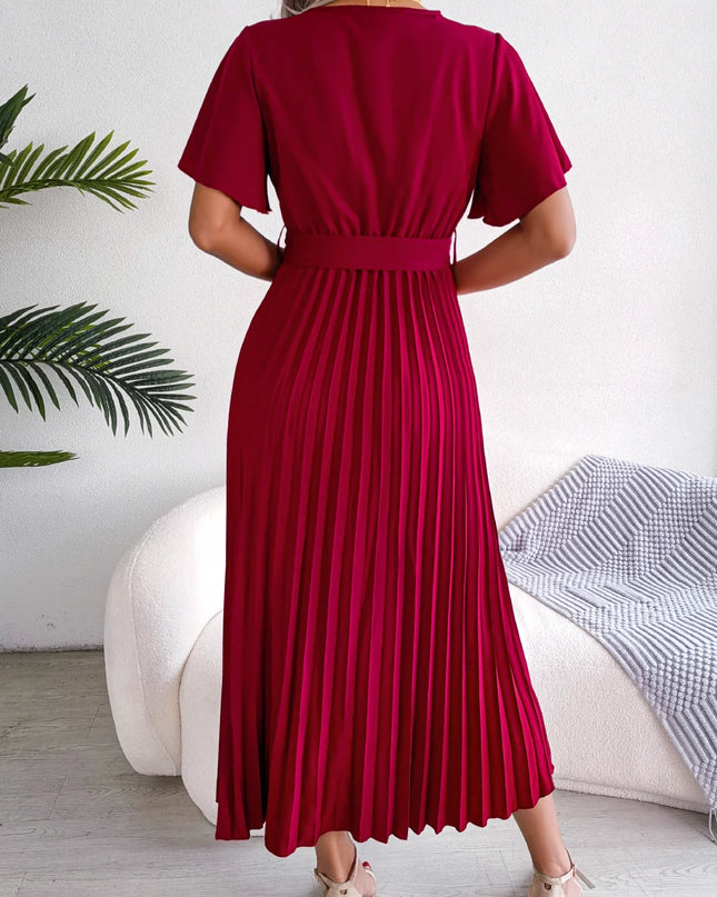 Pleated Chiffon Maxi Dress