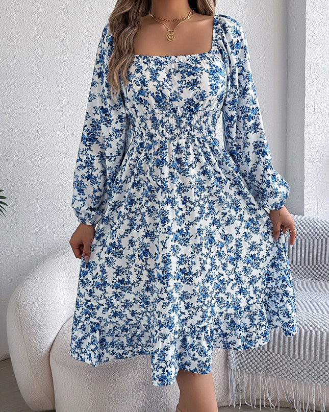 Floral Ruffled Long Sleeve Maxi Dress