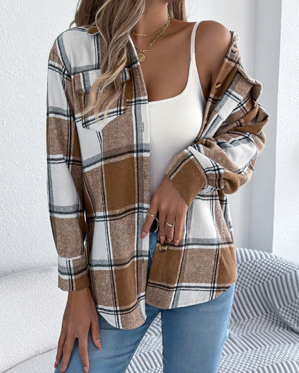 Plaid Single Breasted Jacket Coat