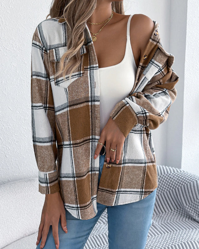 Plaid Single Breasted Jacket Coat