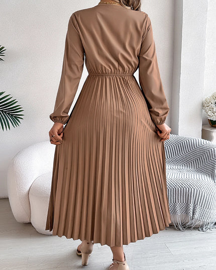 Lace V-Neck Long Sleeve Dress