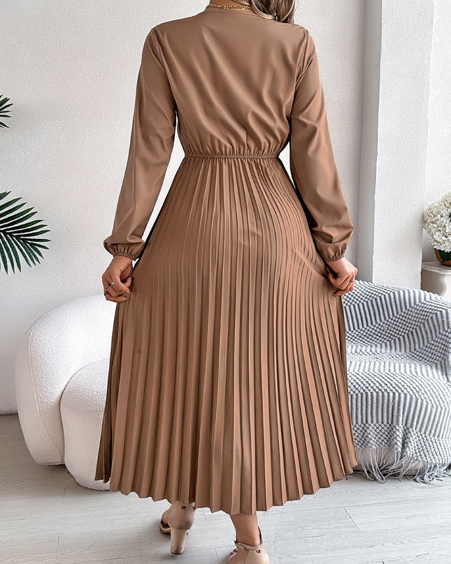 Lace V-Neck Long Sleeve Dress