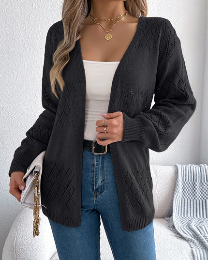 Diamond Grid Hollow Out Cardigan