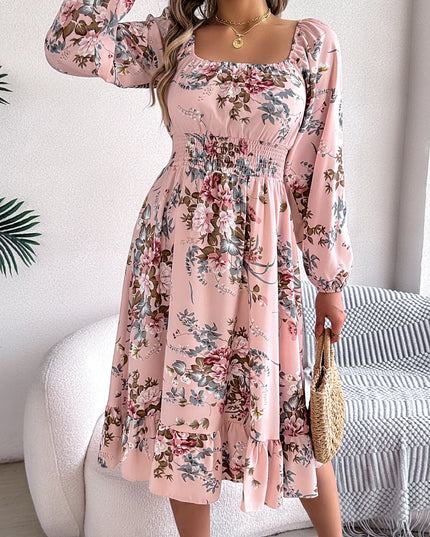 Floral Print Ruffled Dress