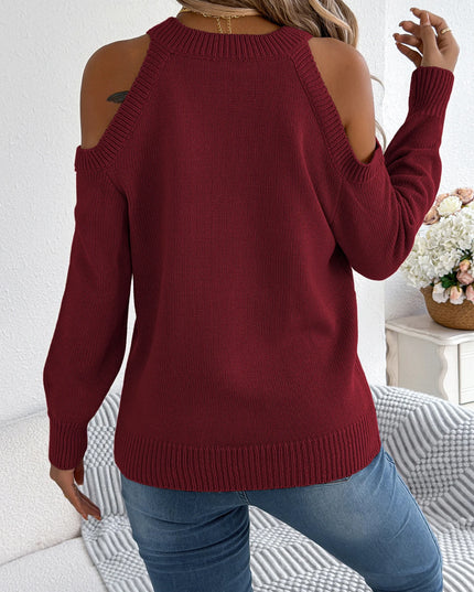 Off-Shoulder Twist Knit Sweater