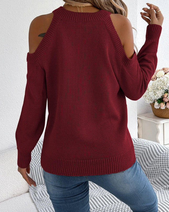 Off-Shoulder Twist Knit Sweater