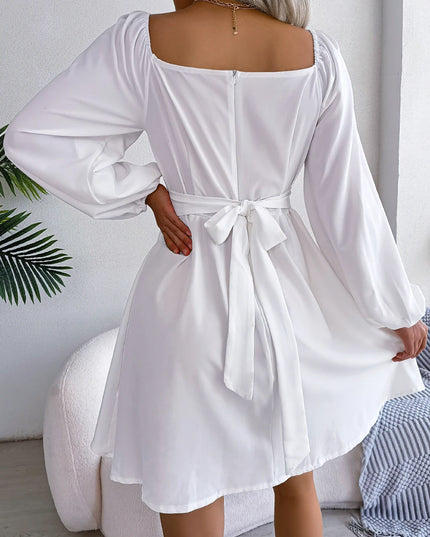 Square Neck High Waist Mini Dress