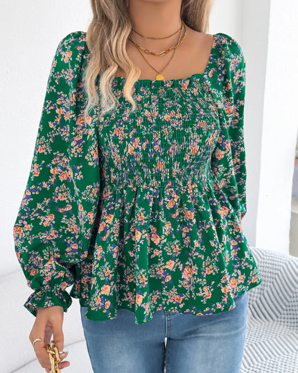 Floral Print Ruffled Chiffon Shirt