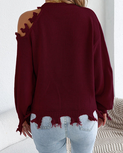 Off Shoulder Tassel Sweater