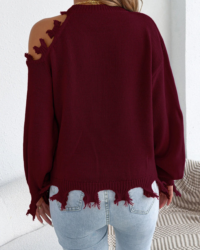 Off Shoulder Tassel Sweater