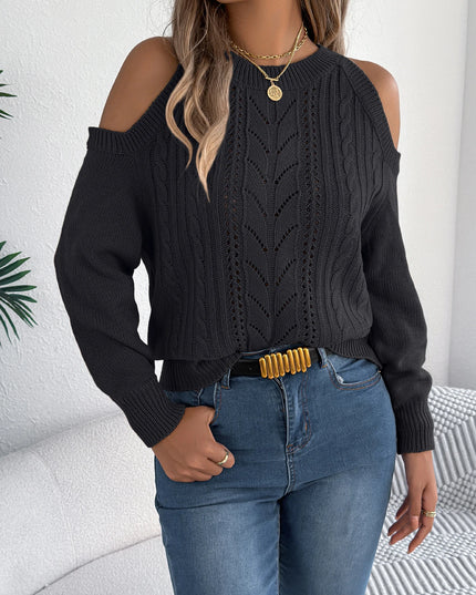 Off-Shoulder Twist Knit Sweater
