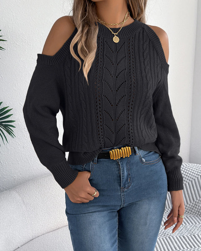 Off-Shoulder Twist Knit Sweater