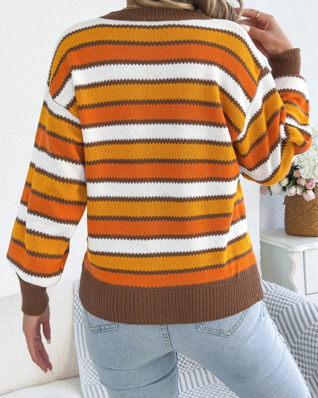 Contrast Color Striped Knit Sweater