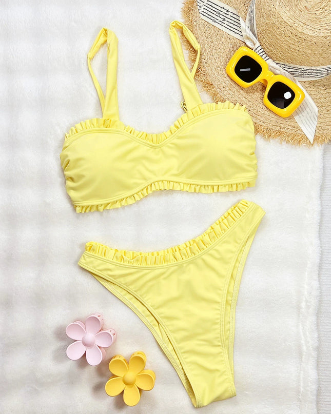 Push Up Bikinis 2026 Sexy Women Swimsuit Swimwear Female Solid Ruffle Bikini Set Biquini Bathing Suit Swimming Suit Beachwear