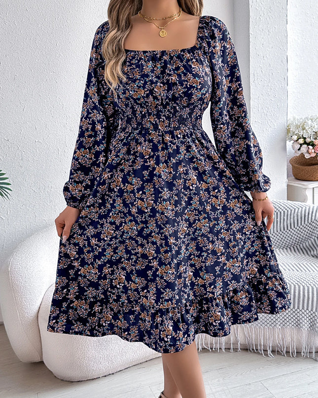 Floral Ruffled Long Sleeve Maxi Dress