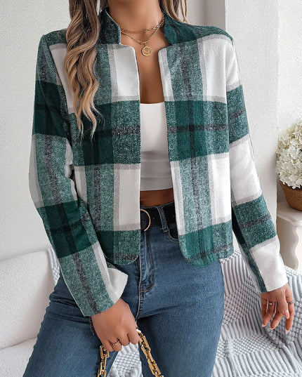Autumn Winter Contrast Plaid Jacket