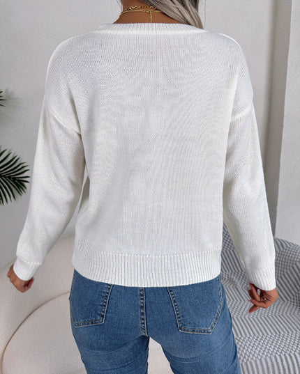 Heart Pattern Pullover Sweater