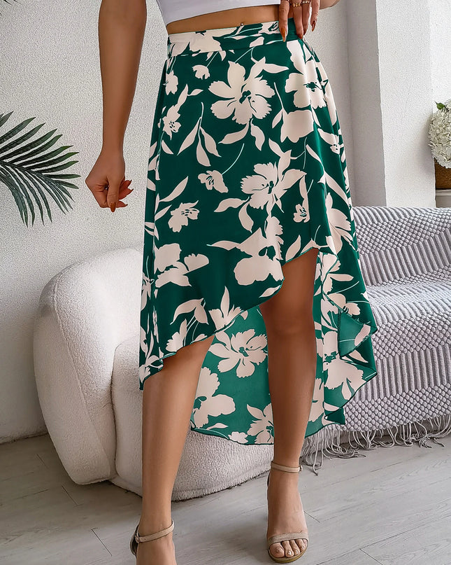 Asymmetric Ruffle Edge Skirt