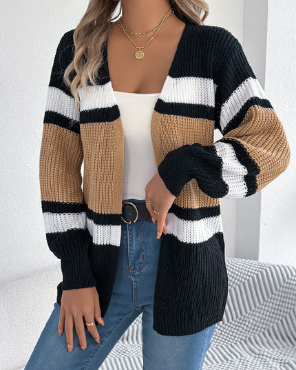Contrast Striped Cardigan Sweater