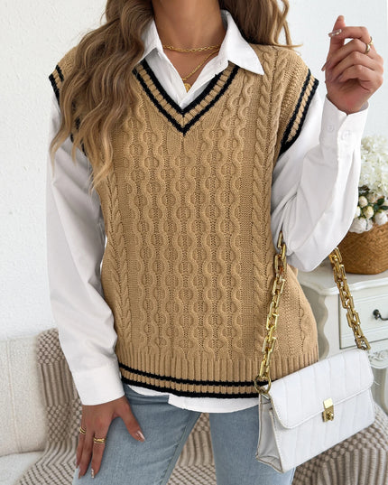 Color Block Striped Sweater Vest