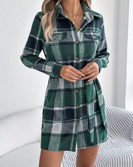Plaid Belted Jacket Dress