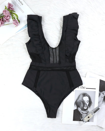 Ruffle Mesh Push-Up One-Piece