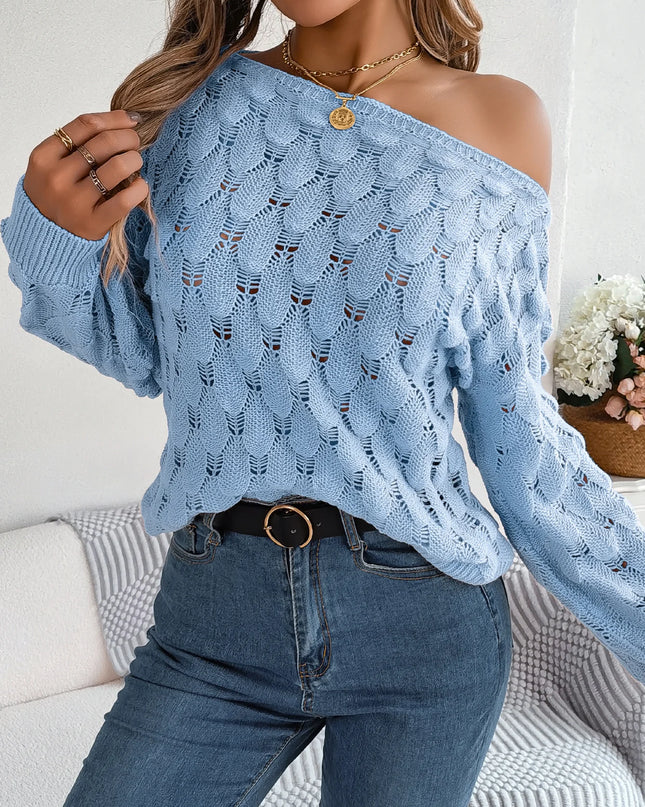 Hollow Out Slash Neck Sweater