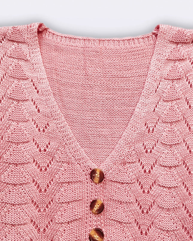 Elegant Hollow Button Tank Top