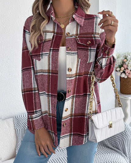 Plaid Single Breasted Jacket Coat