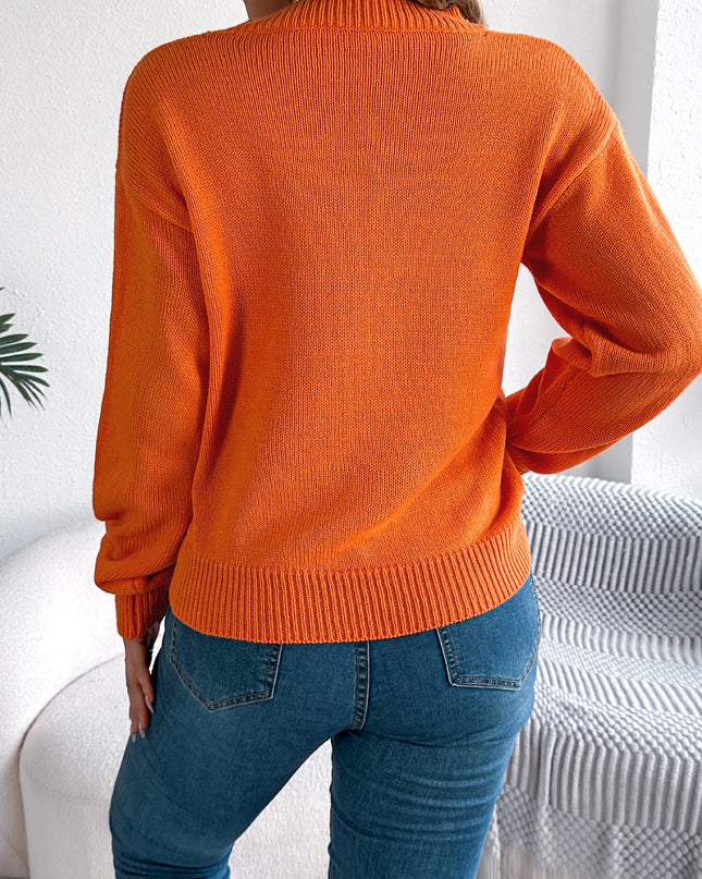 Pumpkin Pattern Pullover Sweater