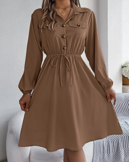 Button Tie Shirt Dress