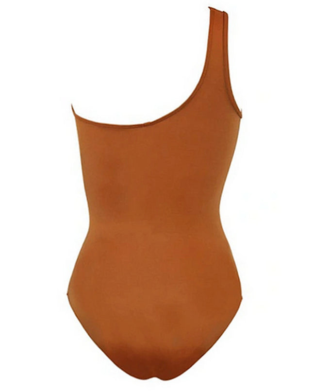 One-Shoulder Mesh Patchwork Swimsuit