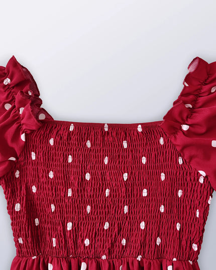 Polka Dot Square Neck Long Dress