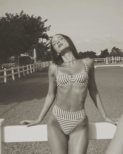 Stripe Push-Up Brazilian Bikini