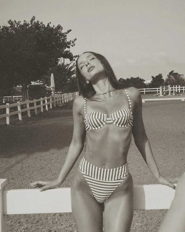 Stripe Push-Up Brazilian Bikini