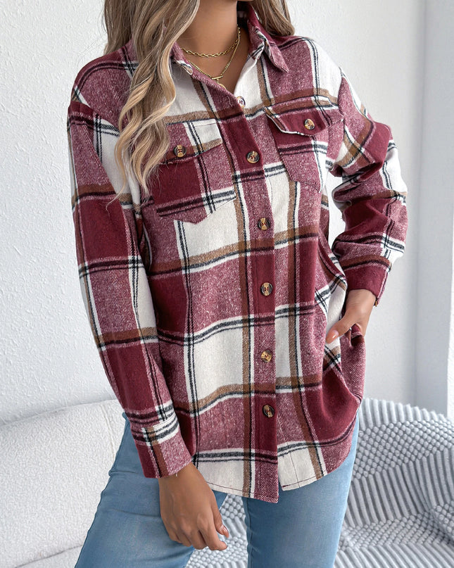 Plaid Single Breasted Jacket Coat