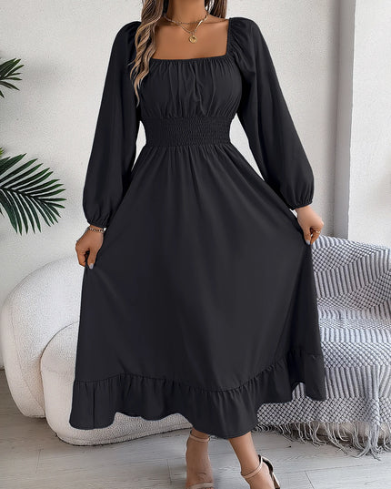 Ruffled Square Neck Maxi Dress