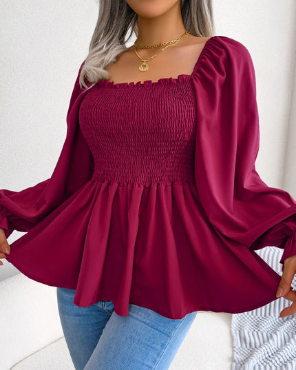 Ruffled Peplum Chiffon Blouse