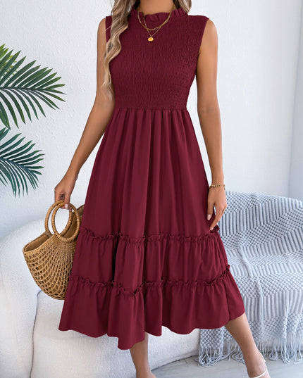 Ear Edge Sleeveless Lotus Leaf Dress