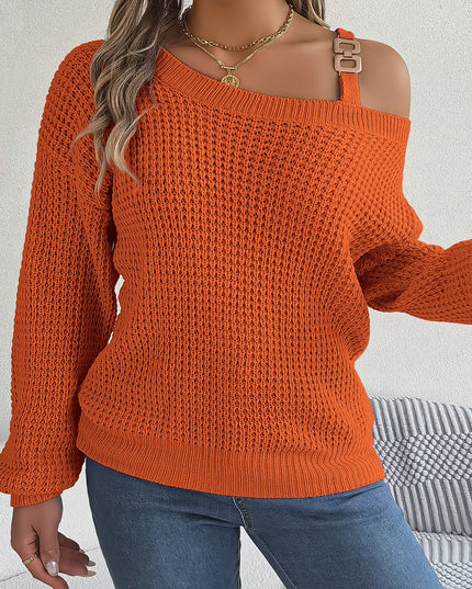 Off Shoulder Metal Buckle Sweater