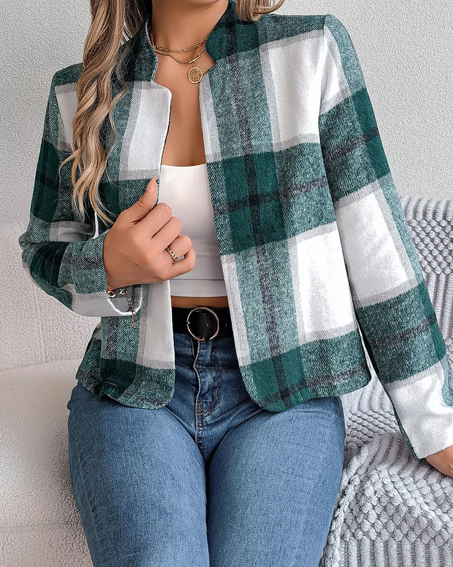 Autumn Winter Contrast Plaid Jacket