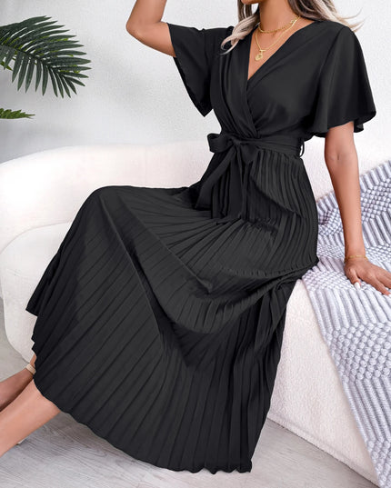 Pleated Chiffon Maxi Dress