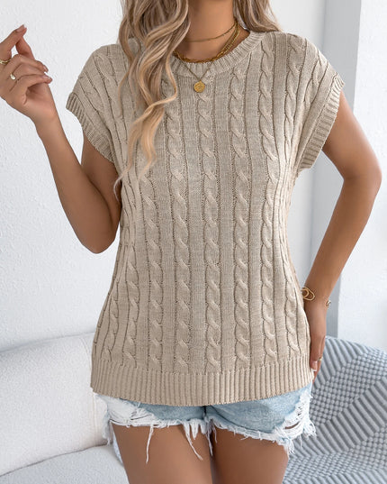 Twist Round-Neck Sleeveless Knit Top